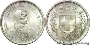 S994 Switzerland 2 Francs Helvetia 1969 Argent Silver -> Faire Offre