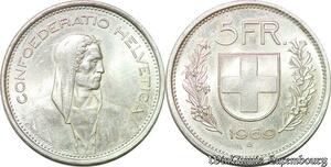 S996 Switzerland 2 Francs Helvetia 1969 Argent Silver -> Faire Offre