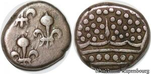 S1009 Indes Francaises Double Fanon Pondichery Louis XV 1715 1774 Argent Silver