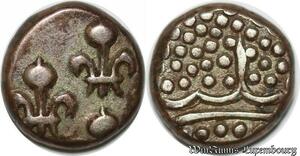 S1011 Rare French Colony India 1/2 Fanon Louis XV 1715 1774 Pondichery Silver AU