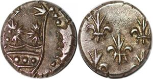 S1017 Indes Francaises Double Fanon Pondichery Louis XV 1715 1774 Silver