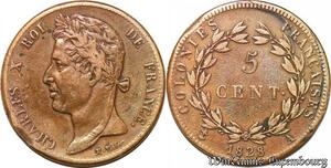 S1031 Colonies Guyane 5 Centimes Charles X 1828 A Paris -> Faire Offre