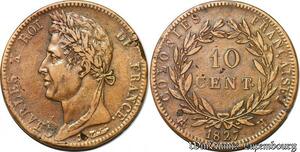 S1032 Colonies Martinique 10 Centimes Charles X 1827 H La Rochelle -> Faire Offre