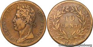 S1033 Colonies Martinique 10 Centimes Charles X 1827 H La Rochelle -> Faire Offre