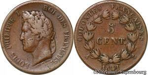 S1035 Guadeloupe Colonies  5 Centimes Louis-Philippe 1841 A Paris -> Faire Offre