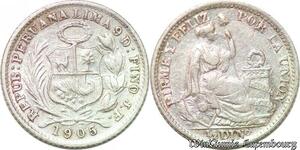 S1049 Peru 1/2 Dinero 1905 Argent Silver -> Faire Offre
