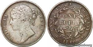 S1062 India Rupee Victoria 1840 Argent Silver -> Faire Offre