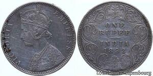 S1069 India Rupee Empress Victoria 1892 Argent Silver -> Faire Offre