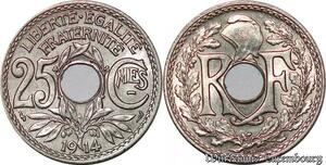 S1072 France 25 Centimes Lindauer 1914 Souligné