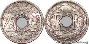 S1074 France 25 Centimes Lindauer 1914 Souligné