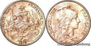 S1078 France 5 Centimes Dupuis 1916 * Etoile Splendide Fleur de Coin -> Faire Offre