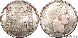 S1079 France 20 Francs Turin 1938 FDC Fleur de Coin -> Faire Offre