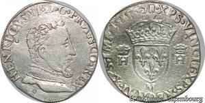 S1106 France Teston François II Henri II tête nue 5e type 1560 M Toulouse Silver SUP
