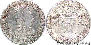 S1125 France Rare Dombes Teston Henri II de MontpensI 1604 Trévoux Argent