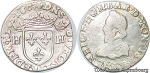 S1126 France Principauty Dombes Teston Henri de MontpensI 2e type 1607 Trévoux