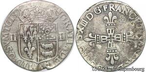 S1137 France Rare 1/4 d’Ecu Louis XIII Béarn Navarre Morlaàs 1619 M Silver