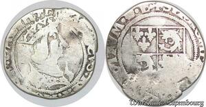 S1145 France Rare Demi Teston François I Dauphiné 4e type Grenoble Argent Silver