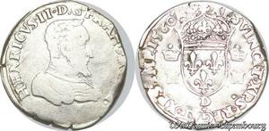 S1148 France Rare Teston François II 1559-1560 2ème type 1560 D Lyon Argent Silver