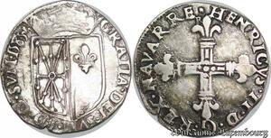 S1157 France Rare 1/4 Ecu Henri II 1574-1589 1585 Argent Silver -> Faire Offre