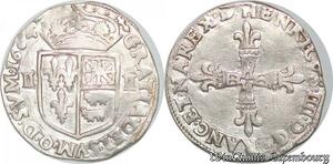 S1160 France Rare 1/4 d’Ecu Henri IV de Béarn Navarre Morlaàs 1604 Argent Silver