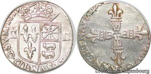 S1164 France Rare 1/4 d’Ecu Louis XIII Béarn Navarre Morlaàs 1613 M Argent