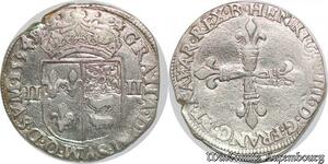 S1167 France Rare 1/4 d’Ecu Henri IV Béarn Navarre Morlaàs 1594 Argent Silver