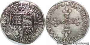 S1169 France Frappe Médaille 1/4 d'Ecu Navarre Henri III II de Béarn 1586 Pau