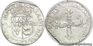 S1175 Rare 1/4 Ecu Bearn Henri IV 1597 Morlaas Argent Silver -&gt; Faire offre