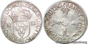 S1179 France Très Rare R3 1/4 Ecu Louis XIII Croix Feuillue 1611 9 Rennes Argent -