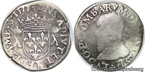 S1182 France Rare R2 Dombes Teston Louis II de Montpensier 1577 Trévoux Argent
