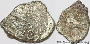 S1318 France Lingons Région de Langres Denier Kaletedoy c. 80-50 Rouelle Argent