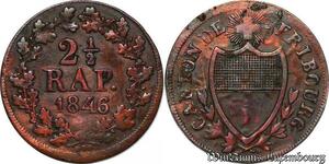 S1606 Swiss Switzerland Freiburg Fribourg Canton 2 1/2 Rappen Kreuzer 1846