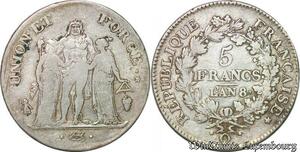 S1694 France 5 Francs Hercule Union et Force O Riom An 8 - Make Offer