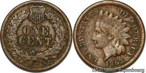 S1734 United States 1 Cent Indian Head 1863 Oak Wreath With Shield -> Make offer
