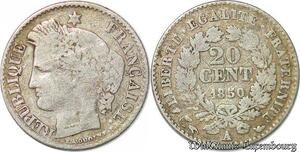 S1738 France 20 Centimes Cérès 1850 A Paris Argent Silver -> Faire Offre