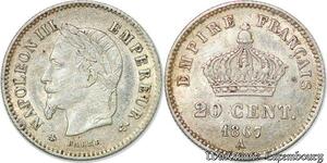 S1748 France France 20 Centimes Napoléon I 1867 A Paris Argent Silver -> Faire Offre