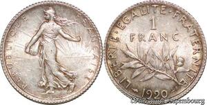 S1770 France 1 Franc Semeuse 1920 Argent Silver FDC-> Faire Offre