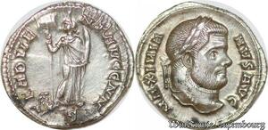 S1777 Roman Empire Argenteus Maximianus AD 286-305 Carthage F Advent Avgg NN ! UNC
