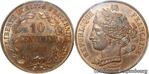 S1855 Rare France 10 Centimes Concours 1848 Domard PCGS SP64 FDC