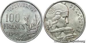 S1872 Rare France 100 Francs Cochet 1958 Chouette PCGS MS63 Splendide