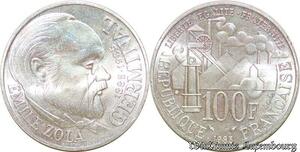 S1877 France 100 Francs Emile Zola 1985 FDC Argent Silver - Faire Offre