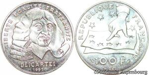 S1881 France 100 Francs René Descartes 1991 FDC Argent Silver - Faire Offre