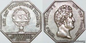 S1893 France Jeton Louis-Philippe I 1773 1850 Compagnie Notaires Paris Michaud Argent