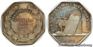 S1903 Rare France Jeton Aondissement Auxee 1858 Caqué Argent Silver FDC