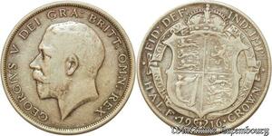 S1907 United Kingdom 1/2 Crown George V 1916 Argent Silver- Faire Offre