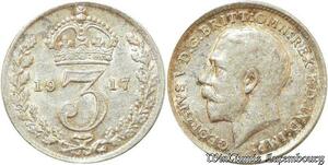 S1909 United Kingdom 3 Pence George V 1917 Argent Silver - Faire Offre