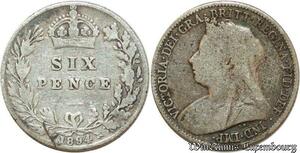 S1917 United Kingdom 6 Pence Victoria Dei Gratia 1894 Argent Silver - Faire Offre