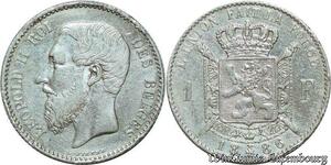 S1921 Très Rare Belgium 1 Franc Léopold II 1886 /66 Argent Silver - Faire Offre