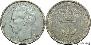 S1925 Belgium 20 Francs Léopold III 1935 Argent Silver - Faire Offre