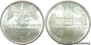 S1932 Germany 5 Deutsche Mark Bundesrepublik Deutschland Dem Volke 1971 G Silver SPL